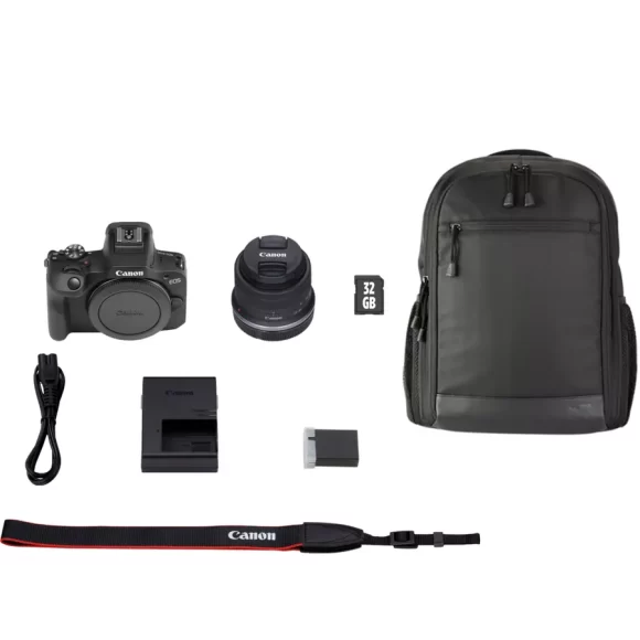 Cámara mirrorless Canon EOS R100 + Objetivo RF-S 18-45mm F4.5-6.3 IS STM + Mochila + Tarjeta SD - Imagen 4