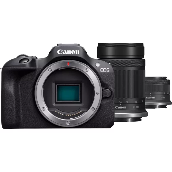 Cámara mirrorless Canon EOS R100 + Objetivo RF-S 18-45mm IS STM + Objetivo RF-S 55-210mm IS STM